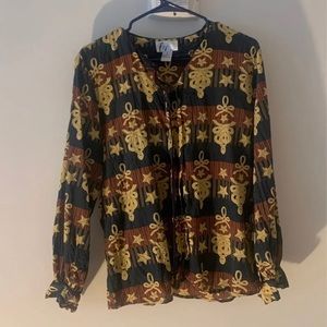 Vintage Fiji sports blouse patriotic colors